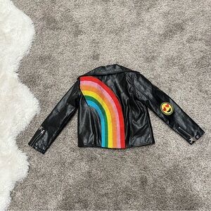Trendy Lola + The Boys Rainbow Vegan Leather Jacket Size 4